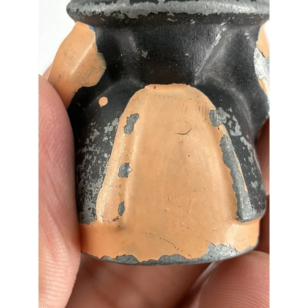 Vintage Cast Iron Salt & Pepper Shakers Amish Couple Man & Woman Peach Black